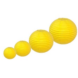 Pack of 4 Decorative Chinese Round Paper Lanterns (8", 10", 12", 14") Several Sizes and Colors lampshades (Yellow)