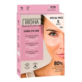 Iroha Nature Augenpflaster, Anti-Aging, Niacinamid, Koffein und Peptide, Reduzierung von Falten, Linien, Taschen und Augen, Feuchtigkeitsversorgung mit Hyaluronsäure, vegan und 100% biologisch
