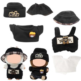 2Pcs Doll Clothes Set, 17cm Dolls Stylish Clothes Accessories, Cute Dress Up Crochet Outfit (No Doll) (black)