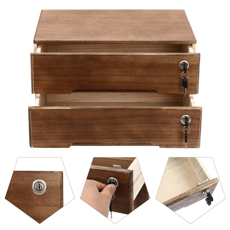 BRICZUNA 15.75 * 11 * 8.66in Desktop Storage Cabinet with