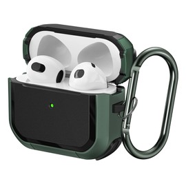 SURPHY Armor Case Designed for Airpods 3 Case (2021), Full-Body Rugged Protective Case with Keychain for Airpod 3rd Generation [Front LED Visible] (Green)