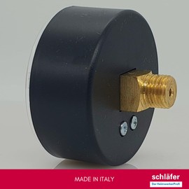 Schläfer 0930165 Hydraulic Pressure Gauge Rear Axial Connection 1/4 Inch Scale 0-6 Bar 63 mm for Thermal Systems Air Water Hydraulic Pressure Indicator