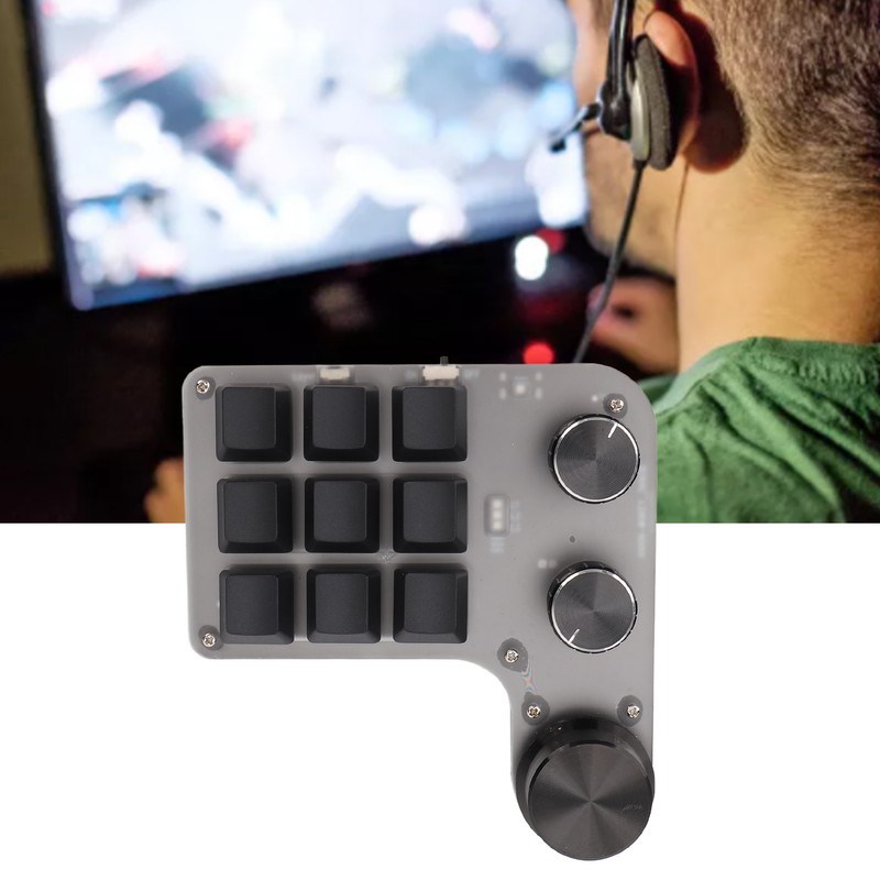 Programmable Macro Keyboard 9 Keys 3 Knobs USB Bluetooth Connection