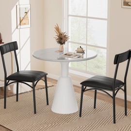 GarveeHome Dining Chairs Set of 2, Upholstered Dining Chairs with Back, PU Leather Dining Kitchen Chair for Kitchen, Apartment, Dinner, Comfortable Seat, Easy Assembly, Black