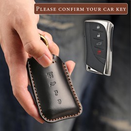 Rulansda Fits The Remote for Lexus Key fob Cover Perfectly, Compatible with ES250 ES300h ES350 NX250 NX350 RX300 RX350h UX250h UX300h LX570 LC500 RC350 GS350 4 Button Key Cover Chain case Shell/Black