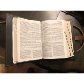 Handmade Distressed Leather Bible Book Cover Sleeve Pockets Handle Custom Case Amish Made - No Message, Cover with Pockets & Handle