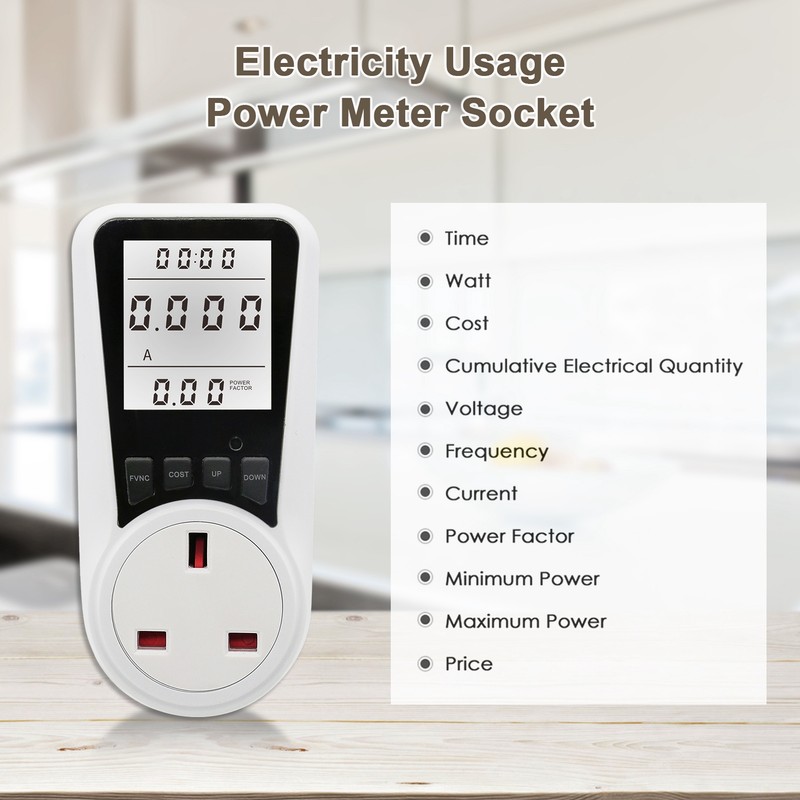 LCD Display Electricity Usage Power Meter Socket Energy Watt Voltage