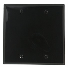 Leviton 80725-E 2-Gang No Device Blank Wallplate, Box Mounted, Ebony