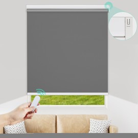 Allesin Motorized Roller Blinds with Remote Control for Windows, Blackout Smart Roller Shade, Battery Powered Electric Smart Blind (Dark Grey,H72 x W23)