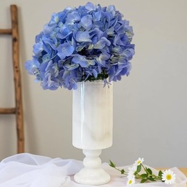 WeDoDecor White Vase Real Marble for Home Centerpiece for Dining Table, 10 inch Stone Flower Vase or Desk Décor for Bouquet and Pampas Grass, French Boho Style