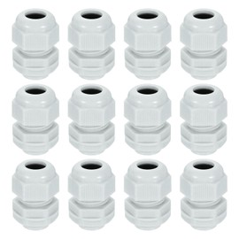 uxcell 12Pcs NPT 3/8" Nylon Cable Glands, Waterproof Cord Grip Connector, Adjustable 4-8mm Wire Grommet Protectors with Gaskets and Locknut for Junction Box, Gray
