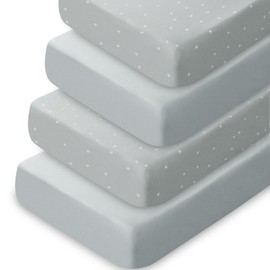 Crib Sheets for Boys 4 Pack, Fitted Baby Crib Sheet Neutral 52" x 28" for Standard Crib and Toddler Bed Mattress, Soft and Breathable Kid Toddler Sheets for Girls Boys, Grey