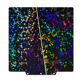 HIKUDIY PEF+PEY Build Plate for Adventurer 5M/5M Pro/AD5X, Rainbow Confetti +Galaxy Spring Steel Flexible Platform for Neptune 3 Pro/4, Kobra, Ender 3/3 Pro/3S1/3 v2, CR 20/CR 20 Pro, Ender 5/5 Pro