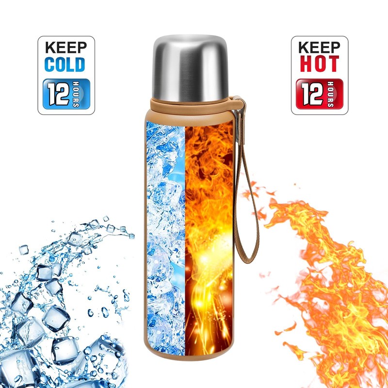 Vacuum Insulated Thermo Flasks with Cup 600ml/20.3oz Stainless Steel Thermo