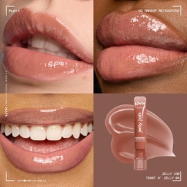 NYX PROFESSIONAL MAKEUP Jelly Job Lip Gloss, Lip Tint Gloss with Full-Bodied, Smoothing, and Hyper-Glossy Shine - Toast N' Jelly (Pale Nude)