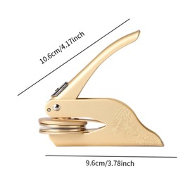 Fenteer Embosser Stamp Portable Stainless Steel Embossing Stamp Hand Tool Book Embosser Blank for Invitation Napkins Envelopes, Gold