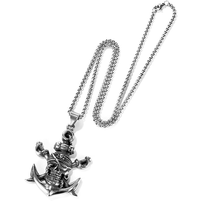 Unique (Pirate anchor) Skull alloy pendant