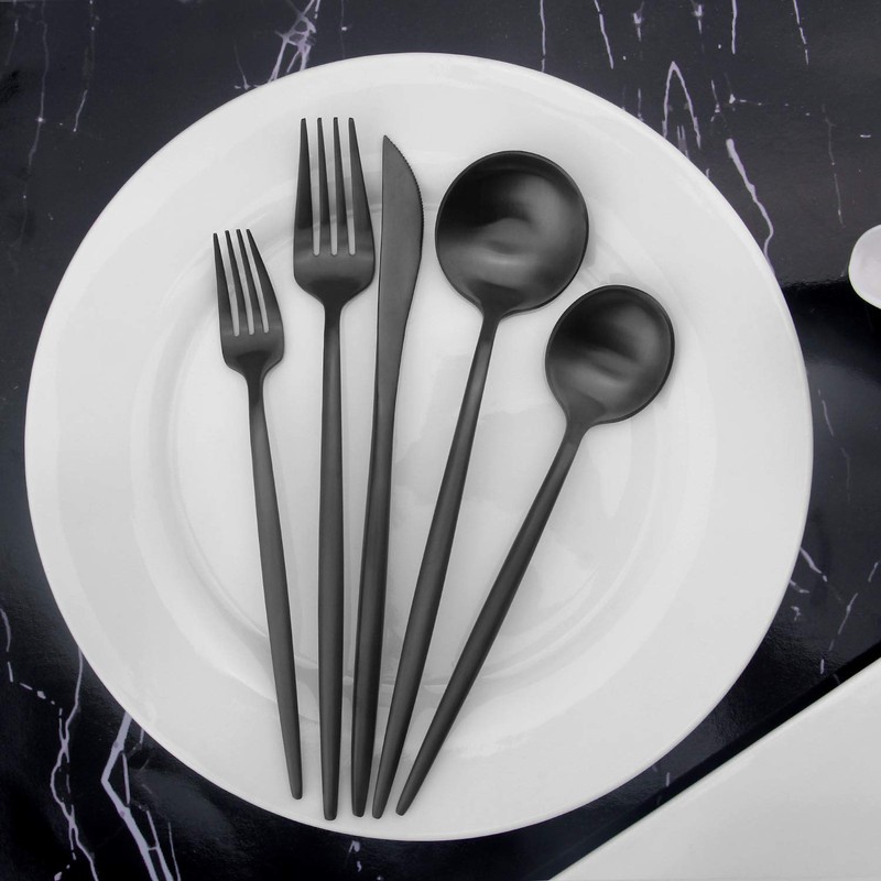 Matte Black Silverware Set, Vanys 20 Piece Stainless Steel Cutlery