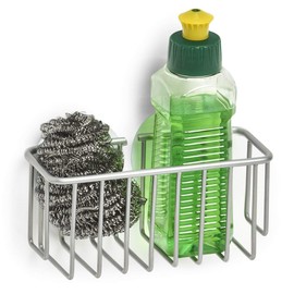 ZELLER PRESENT SCHÖNER LEBEN. PRAKTISCH WOHNEN. 14691 Sponge Holder with Suction Cups, Metal, Approx. 13 x 5.5 x 6.3 cm, Silver