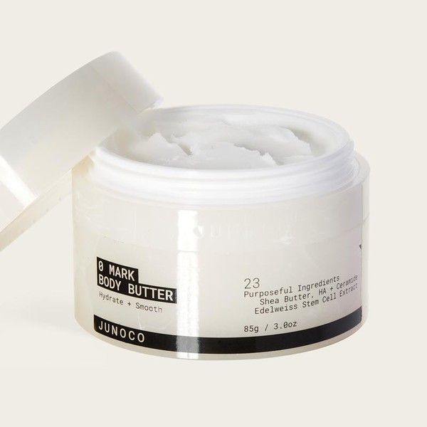 JUNOCO 0 Mark Body Butter, with shea butter, ceramides, and
