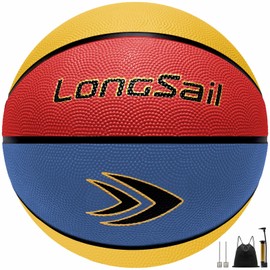 Longsail Kids Youths Size 4 Basketball, 25.5" Basketballs Premium Rubber, Basketball with Pump for Indoor Outdoor, Beach and Pool Water Basketball