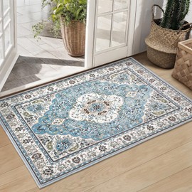 Ciicool Washable Vintage Area Rug, 2x3ft Small Boho Rug, Ultra Soft Rugs for Entryway, Non-Slip Entry Rugs Oriental Low-Pile Indoor Mat Floor Carpet for Entrance Bedroom Kitchen Bathroom Foyer Decor