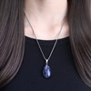 COAI Collar con colgante de piedra de ágata ovalada de