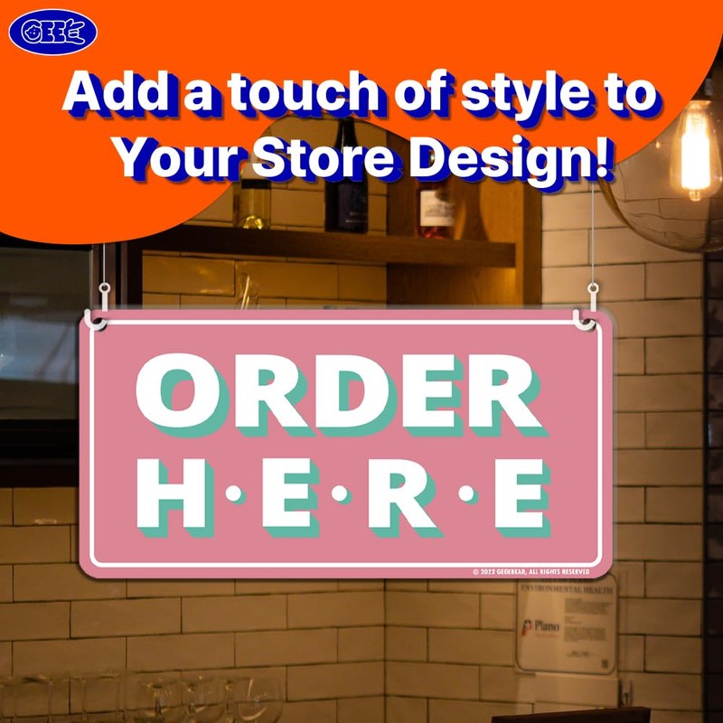 GEEKBEAR Order Here and Pick Up Here Signs (Pink) -