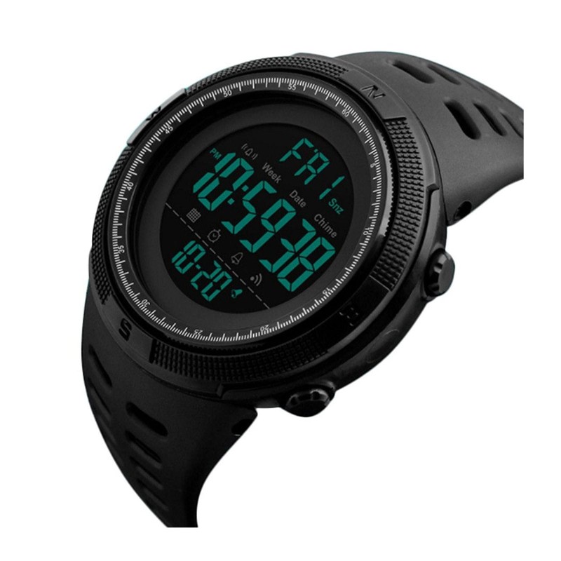 SKMEI Mens Large Display Digital Watch Resin Strap Stopwatch Alarm