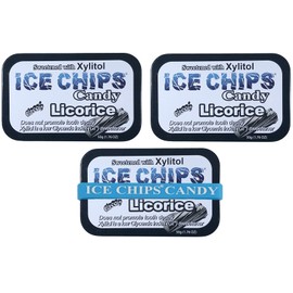 ICE CHIPS Xylitol Candy Tins 5.28 oz total (Licorice, 3 Pack) - Includes BAND as shown