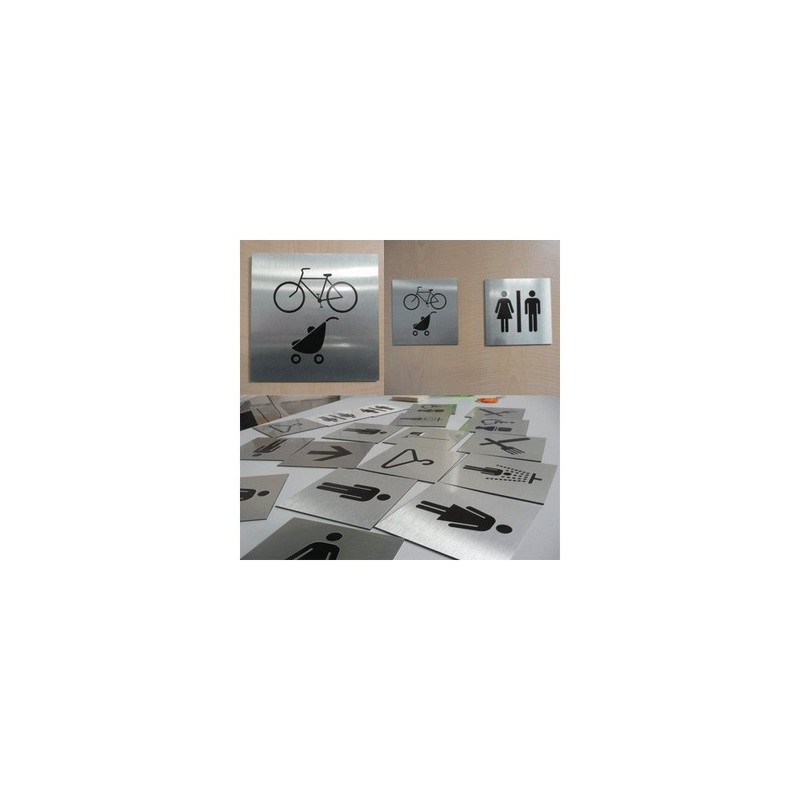 AUA SIGNALETIQUE - Plaque Alu Brossé Handicapé - 130x130 mm