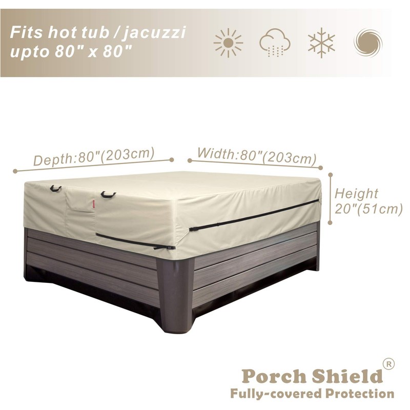 Porch Shield Square Hot Tub Cover - Waterproof Outdoor SPA
