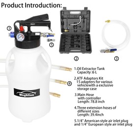 6L Transmission Fluid Pump and Oil Extractor Pump,6L Automatic Transmission Fluid Pump Fluid Extractor/Dispenser for ATF Filler System with 15 Pieces ATF Filler Adapters and 4 Hoses (BLUE, 6L)