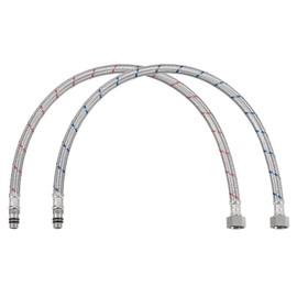 uxcell 20Inch Long Faucet Supply Line Connector, 2pcs G3/8 Female Compression Thread x M10 Male Connector Braided Short 304 Stainless Steel Water Supply Hose Line