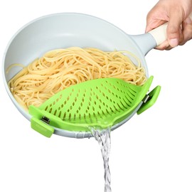 Clip on Strainer for Kitchen Pasta Strainer for Pots Heat Resistant for Pasta Spaghetti Meat Kitchen Gadgets (Green)