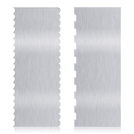 Metal Cake Scraper, 2 Pcs Tall Cake Scraper Pastry Scraper Tool Stainless Steel Cake Edge Scraper, 9 Inch Large Cake Scraper for Cake Decorating, Cake Decorating Tools, Cake Smoother for Buttercream
