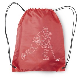 ChalkTalkSPORTS Hockey Sport Pack Drawstring Bag | Hockey Player Sketch | Red