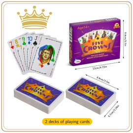 Prmape 5 Kronen Kartenspiel, Five Crowns Spiel, Rummy Karten, Beliebtes Familienspiel & Reisespiel für Kinder und Erwachsene, Gesellschaftsspiel für 3-7 Spieler Ab 7 Jahre (Englische Version)