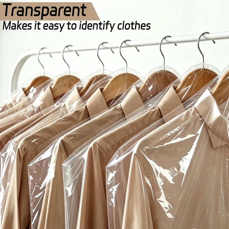 JIUBULUJIU 40 Pack Plastic Clothes Covers, 60 x 140cm Dry