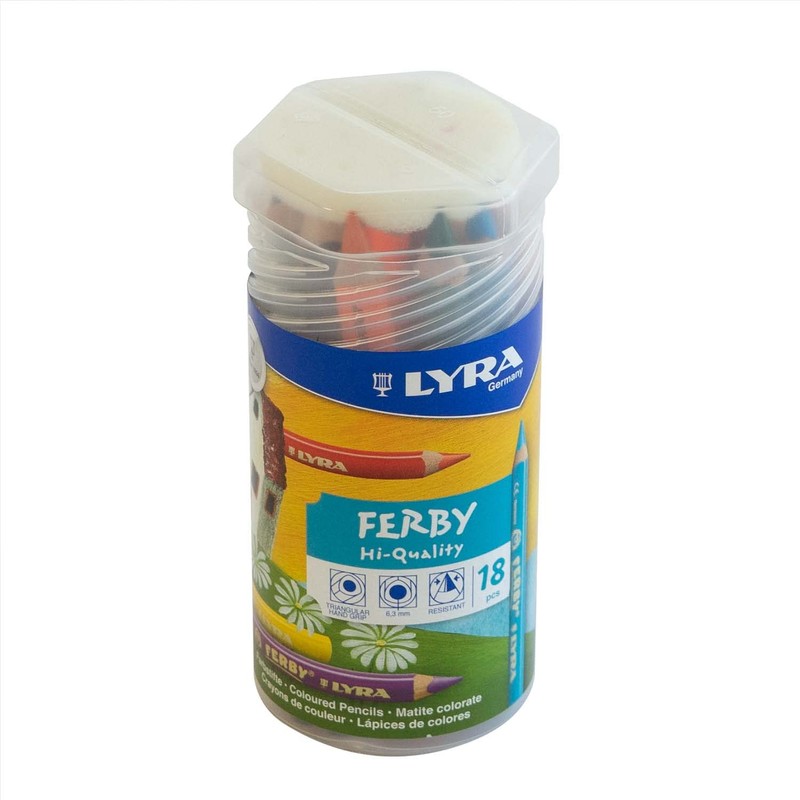 LYRA Ferby Wooden Chunky Coloured Pencils, 18 Pieces in Assorted