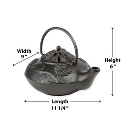 Pinecone Wood Stove Kettle Steamer| Solid Cast Iron| Matte Black Finish| Rust Resistant| Decorative Functional Alternative to Electric Humidifiers| 2.5 QT Capacity| 11.25" L x 9" W x 6" H