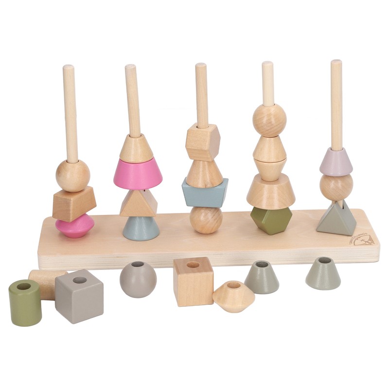 Stack Matching Set Educational Wood with 10 Cards Geometric Shape