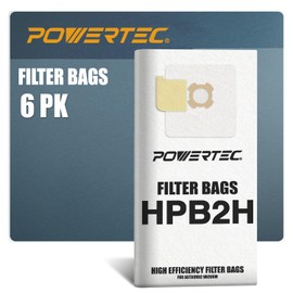 POWERTEC HPB2H, HPB2HPK Vacuum Bags for AstroVac 6PK, for Central Vacuum Systems & Vacumaid, Replacement Dust Bags, Filter Bags, Shop Vacuum Bags (75046-P2)