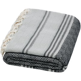 DEMMEX 100% Turkish Organic Cotton Beach and Bath Towel, Hammam Peshtemal Towel, Blanket, Oversized, Quick Drying, Sand Free, Compact, Prewashed, Made in Turkey, 180 x 90 cm