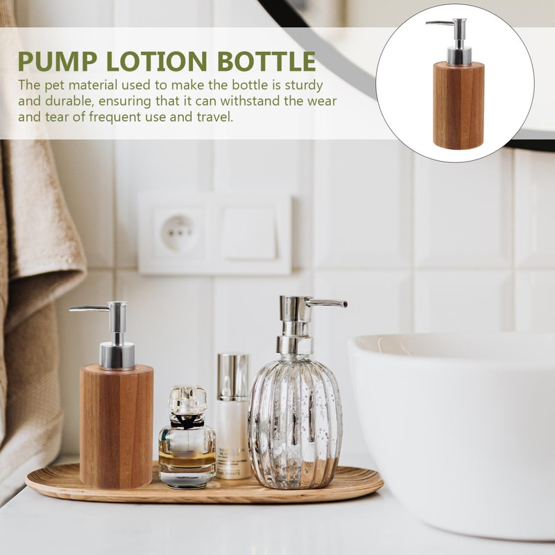 Beavorty Wooden Liquid Soap Dispenser Lotion Pump Dispenser Shampoo Shower