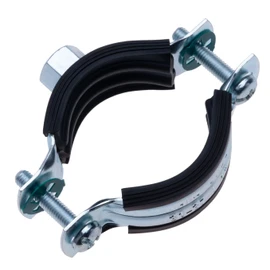 38-46 mm Pipe Clamp with Black Rubber Lining, Two-Part Pipe Clip with M8 Female Threaded Wall Mount, Pipe Support, Split Ring Hanger, Adjustable Pipe Bracket (Pack of 2)