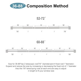 VOIIY White Curtain Rods for Windows 48 to 84 Inch(4-7 Feet),1" Diameter Drapery Rods with Modern Style End Cap Finials,Size:36-88 Inch