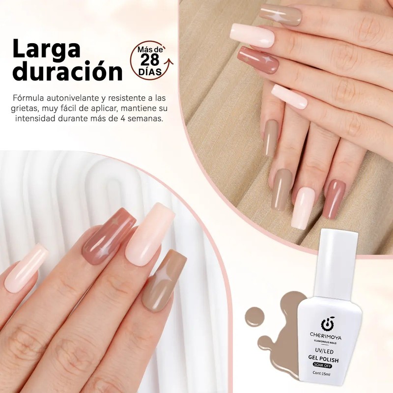 Kit Esmaltes Semipermanentes Gama De 3 Geles 15ml Cherimoya