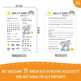 30 x Baby Shower Games Cards to Fill in Typing Cards Boys Girls Guessing Game for Gender Reveal Celebration