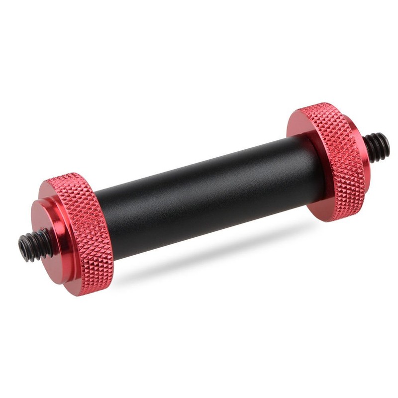 CAMVATE 15mmマイクロッド 長さ2” 両端1/4"止めネジ 付き 赤 (一端1/4"ネジ)
